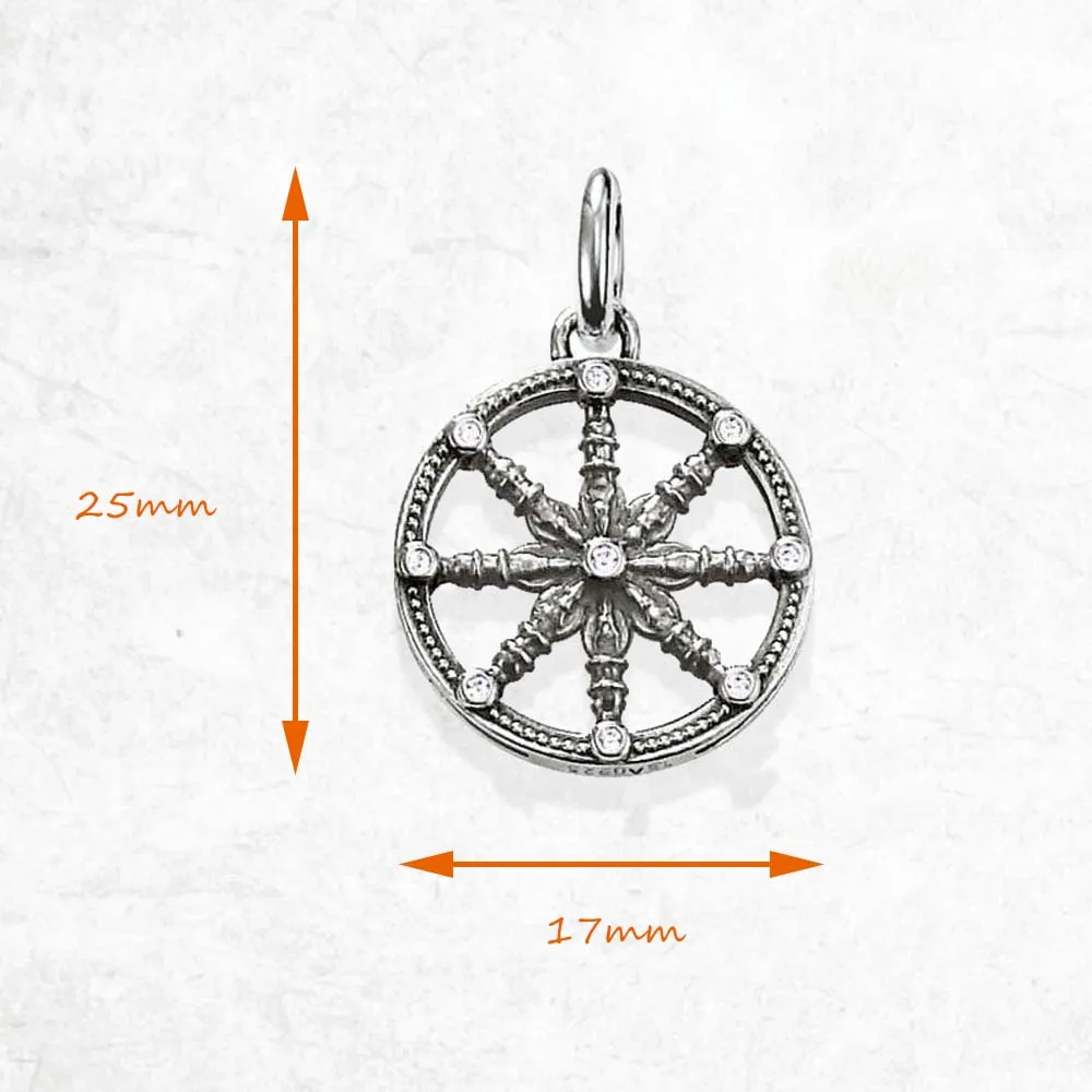 Pendant Small Karma Wheel Brand New Fine Jewelry Accessories 925 Sterling Silver Vintage Lucky Gift For Women & Men