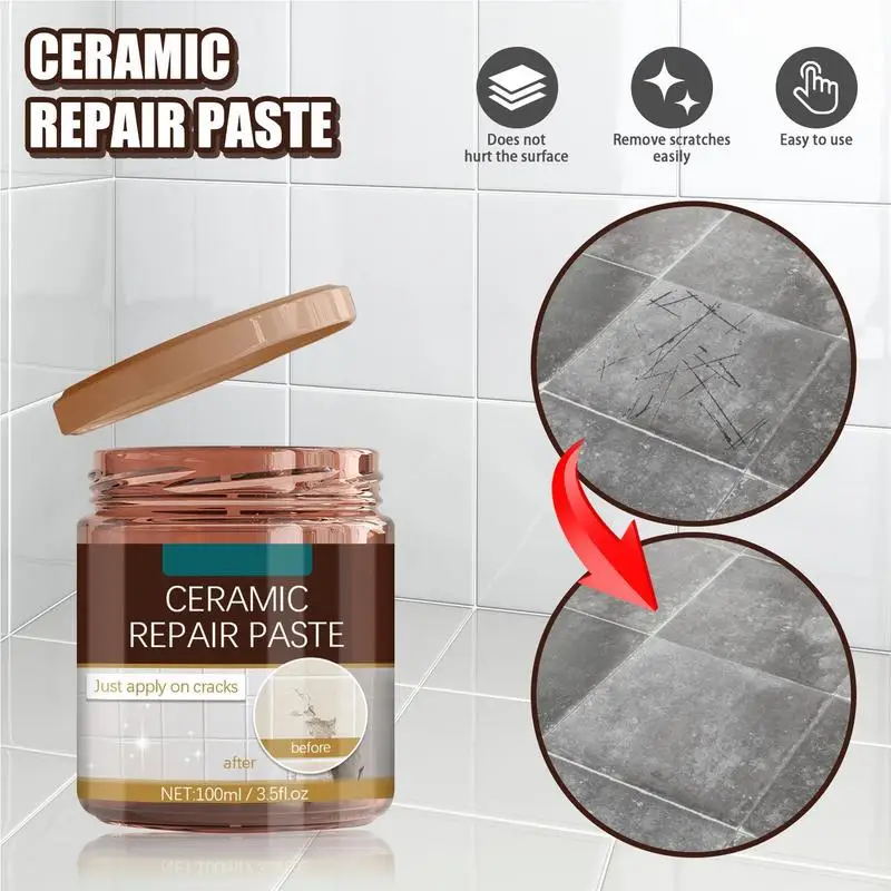 Keramik-Reparaturpaste, schnell trocknend, weißes Porzellan, Risse, Chip, Porzellan-Reparatur-Set, Fliesenkleber, Reparatur-Set für Badewanne und Fliesen