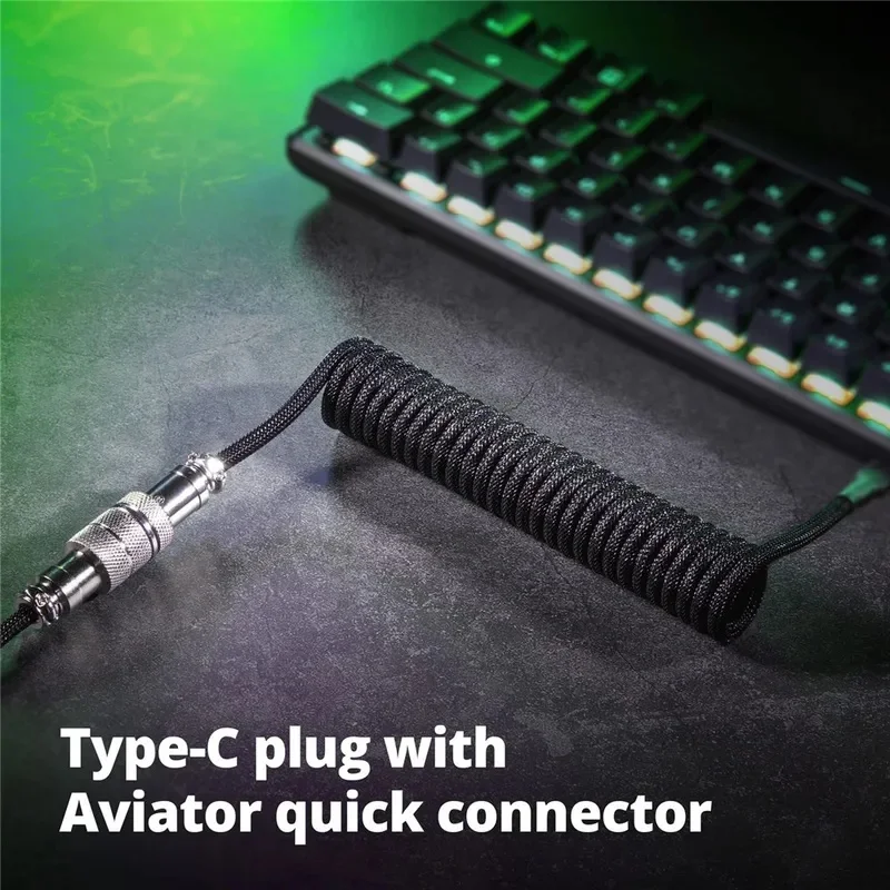 Mechanical Keyboard Coiled Cable Wire Type C USB Port Aviator Coiling Cable Desktop Computer Gaming Keyboard Accessories
