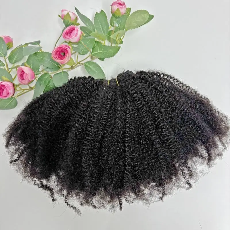 100% Human Hair Afro Kinky Curly 4C Texture Afro Bulk Weaving Hair Extensions Brazilian Double Weft Human Hair Bundles for Women