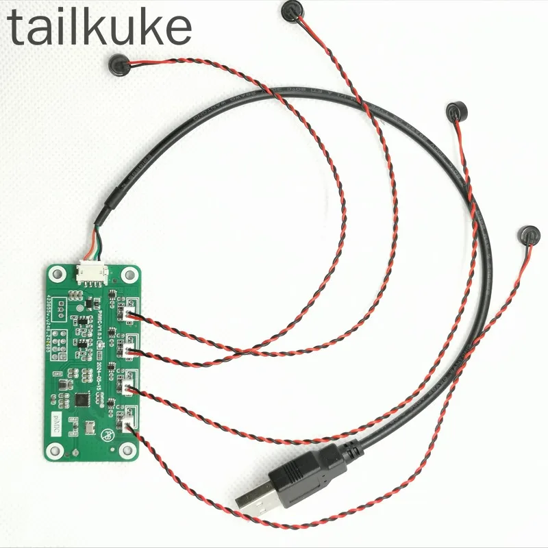 USB Four-microphone Array 4-way Electret Microphone Raw Data Simultaneous Collection