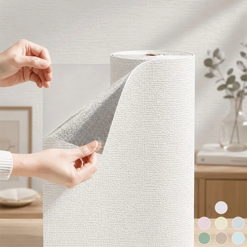 2.8m/10m Linen Texture 3D Relief Wall Panel Self-Adhesive Wall Sticker Thickened Headboard Surface Board Living Room Decor