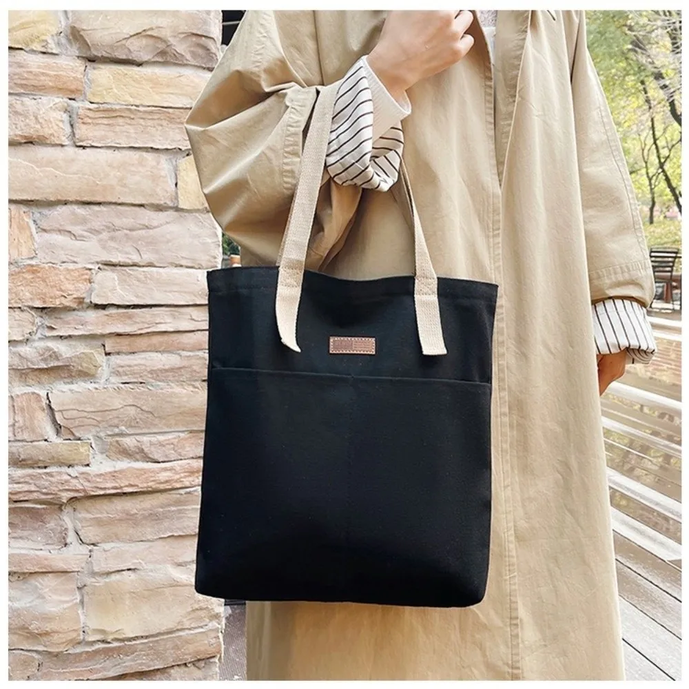 

Large Capacity Canvas Handbag Fabric Reusable Design Shoulder Bag High Quality Lightweight Shopping Bag Books Carrying