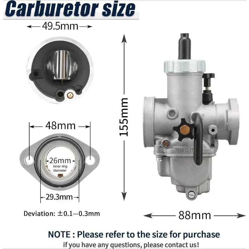 OUNENG Brand NEW 2T 4T PE26mm Carburetor Carb Jets 150cc-200cc Motorcycle Engines - Compatible Scooter Dirt Bike Mini Bike