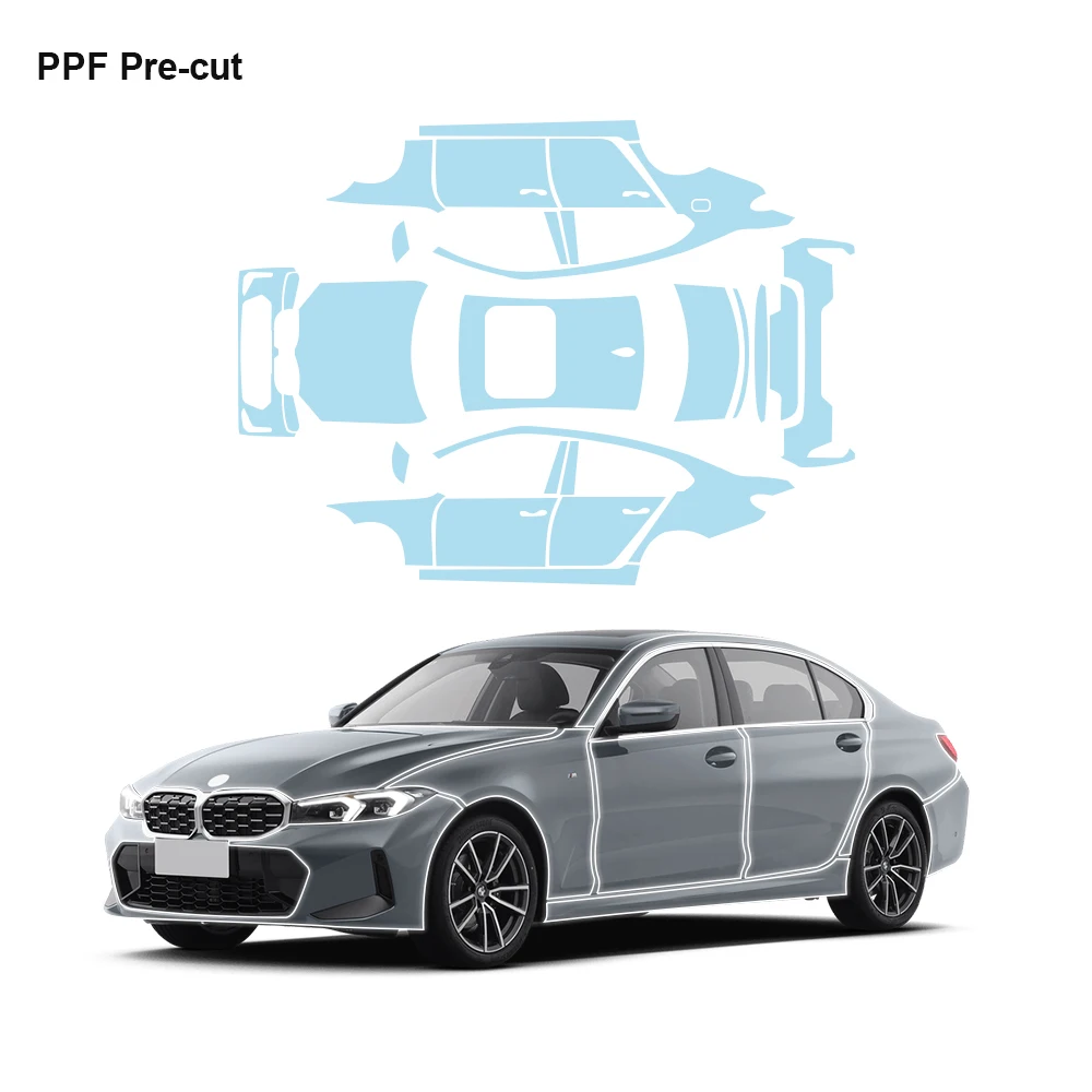 

Pre-cut TPU automotive paint protection film PPF transparent sticker for BMW 3 Series, scratch-resistant car body packaging