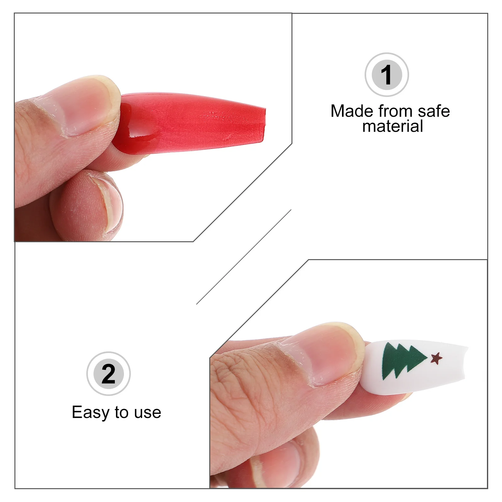 

96Pcs Christmas Fake Nails Full Cover False Nail Tips Xmas Manicure for Women DIY Nail Art Salon Fake Nails