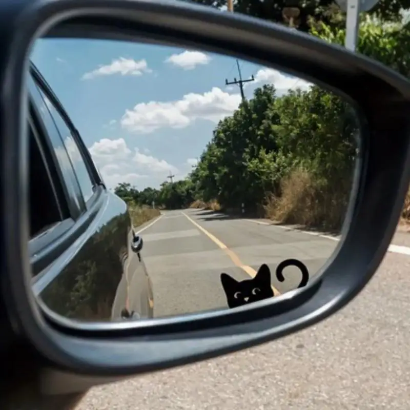 Adesivo de vinil durável para decoração de janela e espelho retrovisor, desenho de gato, à prova d'água, para motocicleta