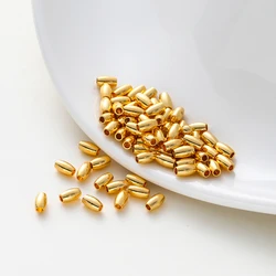 30-100Pcs 2.5-5mm 14K 18K Gold Color Plated Brass Oval Seed Beads Spacer Beads Bracelet Necklace DIY Jewelry Making Accessories