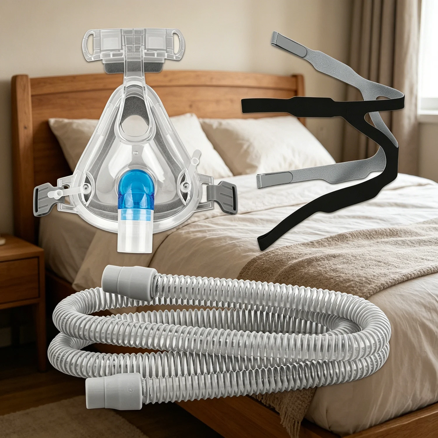 Full Face & Nasal CPAP Mask - Reusable Soft Silicone Replacement CPAP Masks for Most Models, Comfortable Sleep Apnea Therapy