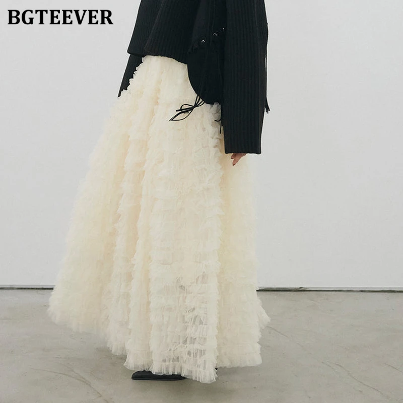 

Элегантные женские юбки А-силуэта BGTEEVER: стильные, свободные, с высокой талией на резинке, для осени и зимы