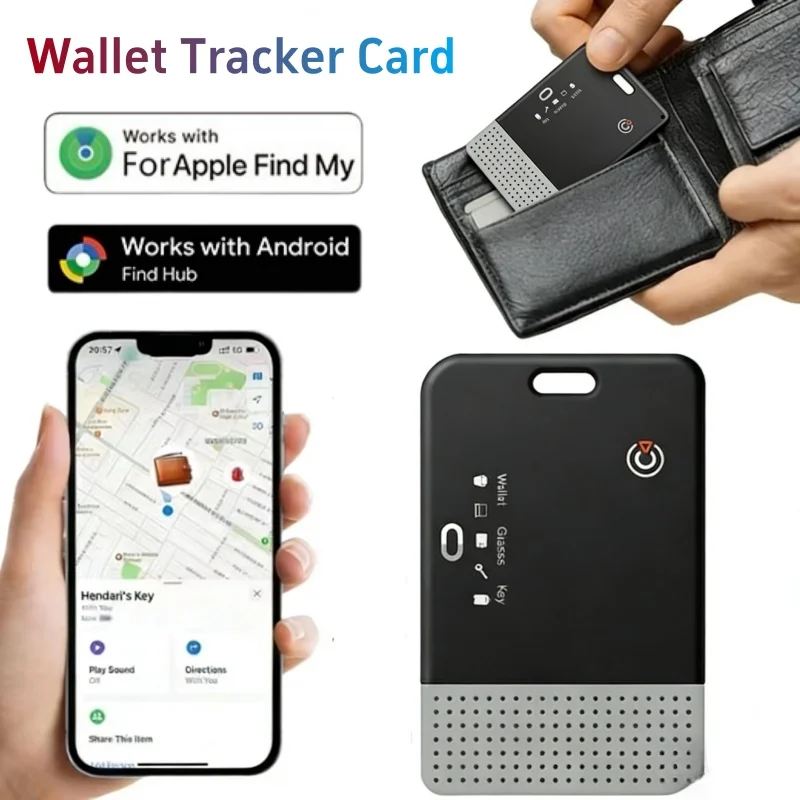 Wallet Tracker Card Wireless Charging Ultra-thin Gps Locator Smart Tag For Apple Find My & Android Find Hub GPS Locator