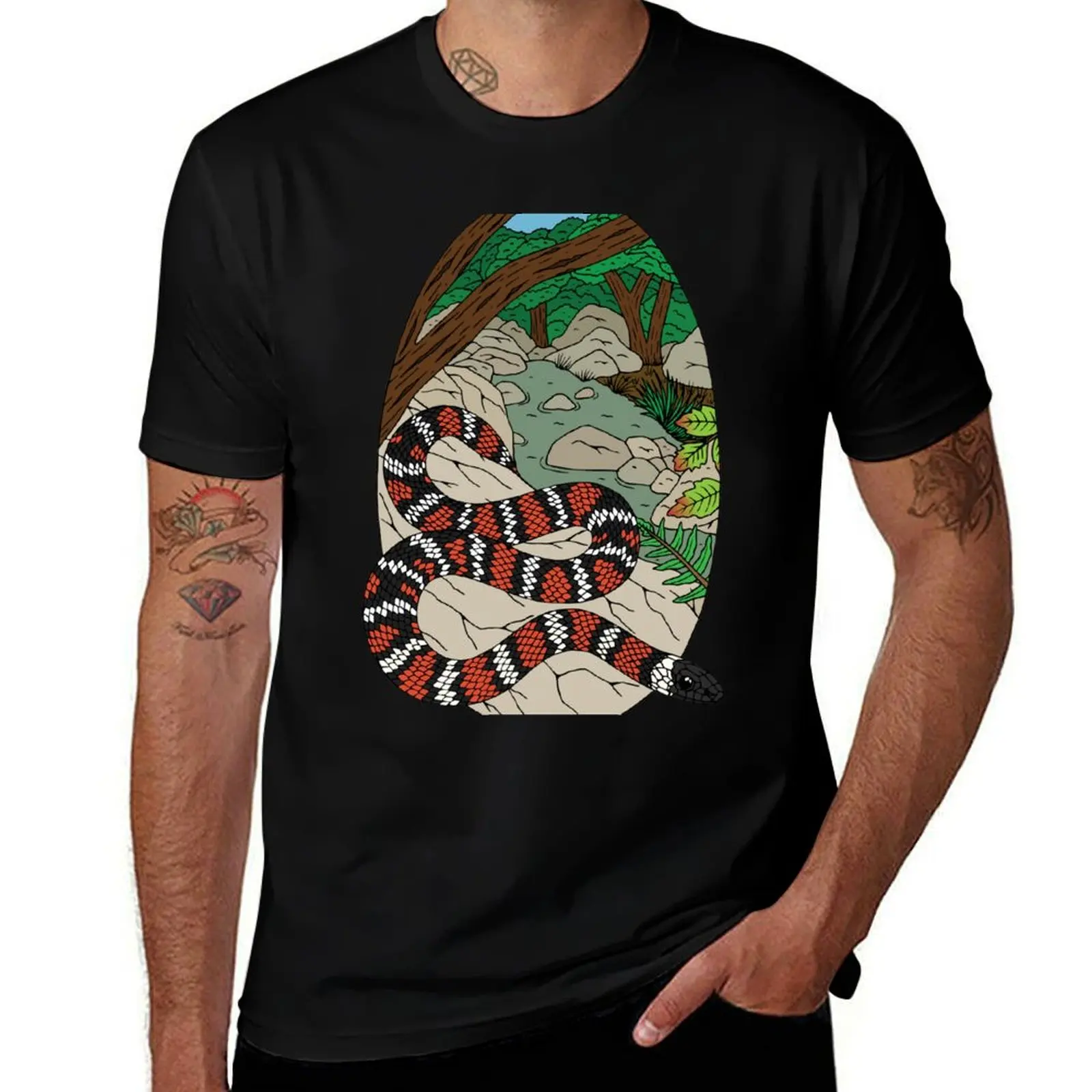 

Coast Mountain Kingsnake (Lampropeltis zonata multifasciata) T-Shirt t shirts for man cotton funny T-Shirt
