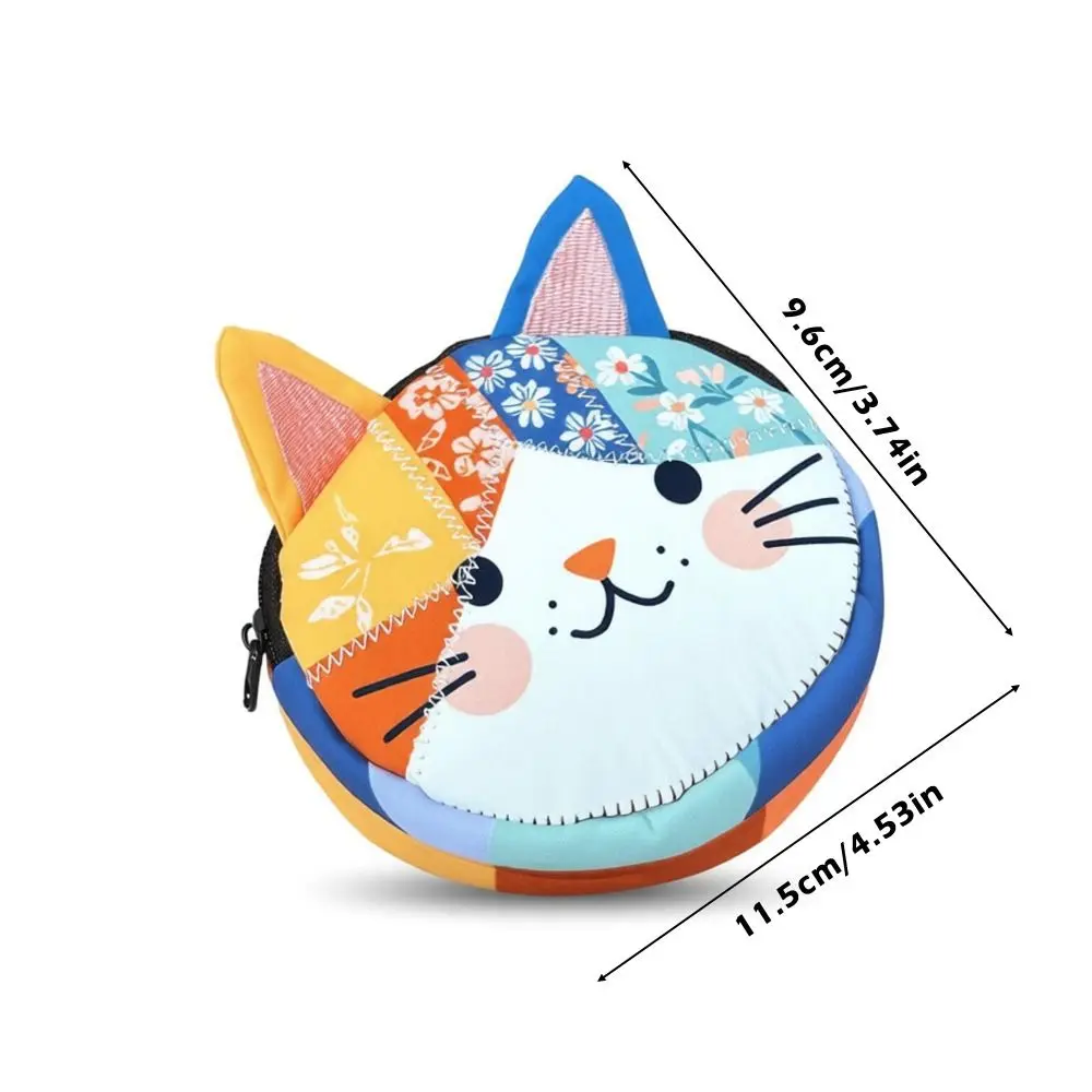 Waterproof Patchwork Coin Purse Cat Zipper Design Small Cosmetic Pouch Storage Case Women Girls