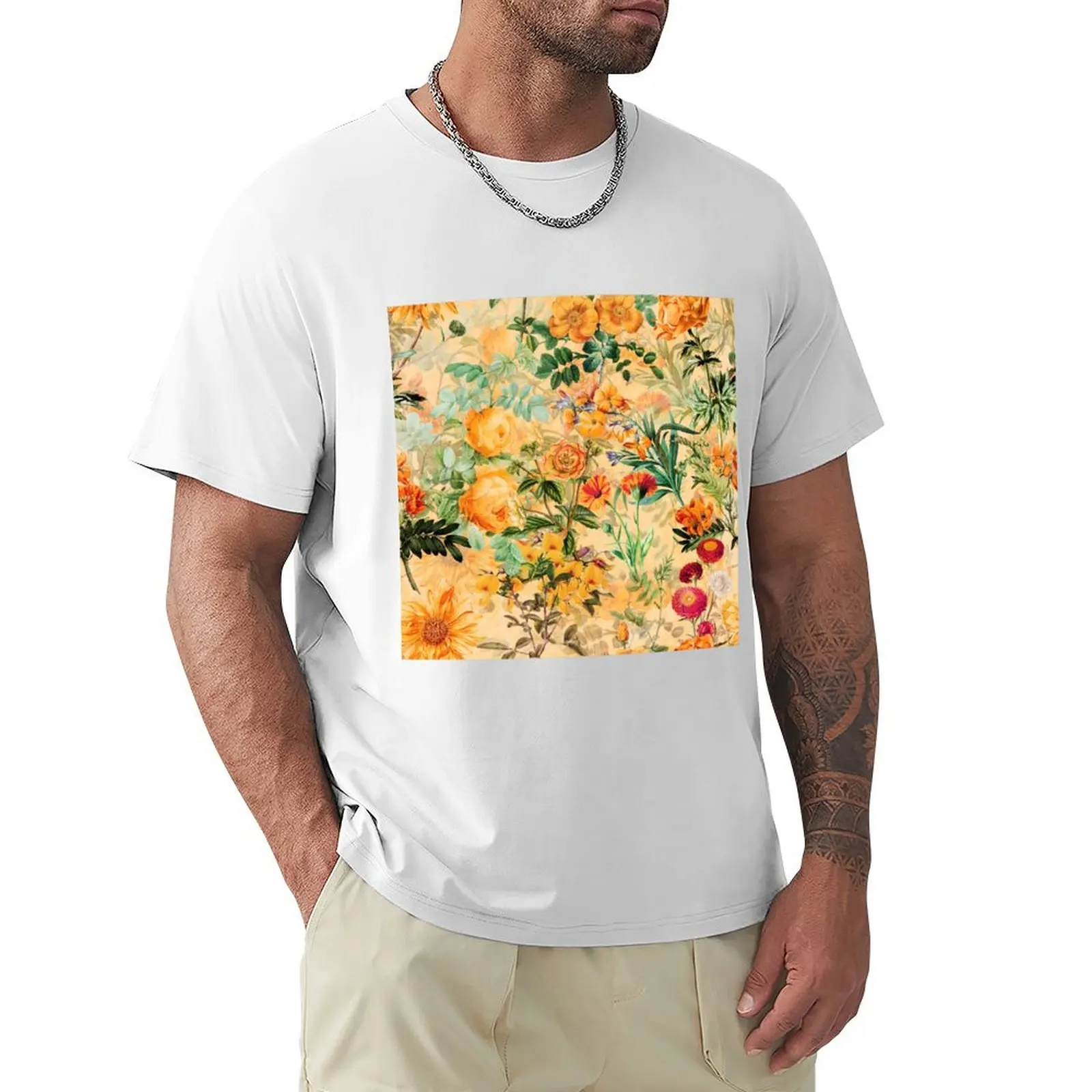 Vintage Botanical Golden Summer Day Botanical Garden T-Shirt customs design your own plus sizes T-shirt men