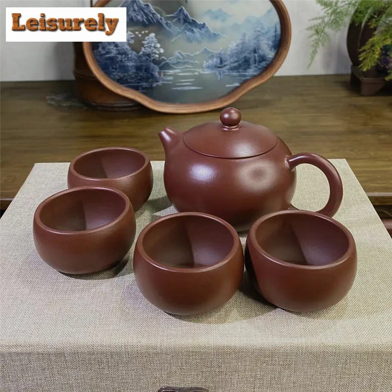 

Authentic Yixing Purple Clay Tea Set Complete Set Xishi Pot Tea Ceremony Set Household Teapot And Tea Cup Set Craft Gift Box