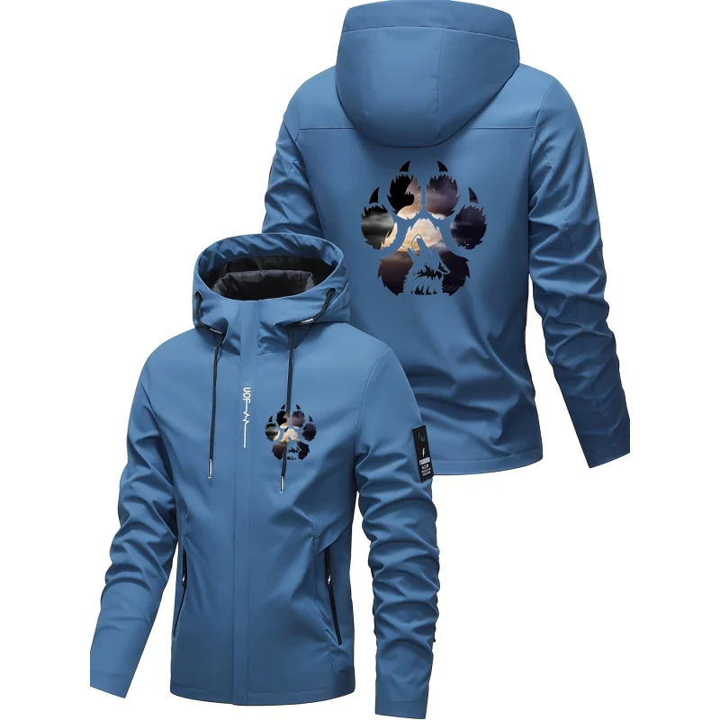 

Мужская куртка с принтом в виде волчьих когтей, в уличном стиле, из полиэстера, ветрозащитная, с функциональными карманами на молнии.