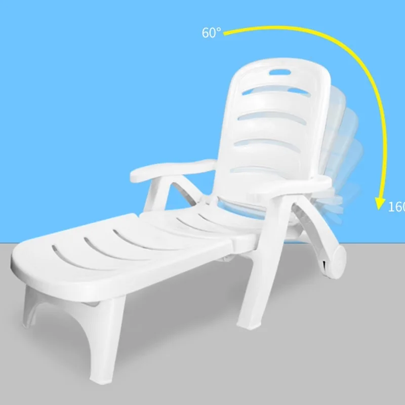 Plastic Comfortable Beach Chair Swimming Pool Tanning Ergonomic Beach Chair Telescopic Recliner Silla Playa Outdoor Furnitures