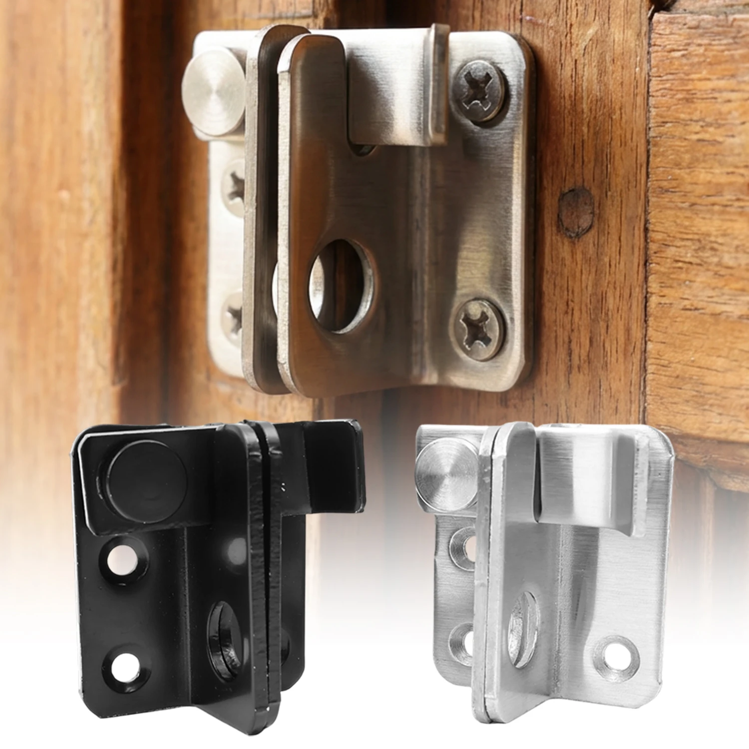 1/2Set Padlock Flip Latch Safety Door Lock Catch Buckle Stainless Steel Sliding Bolt Latch with Screws for Fence Barn Cabinet