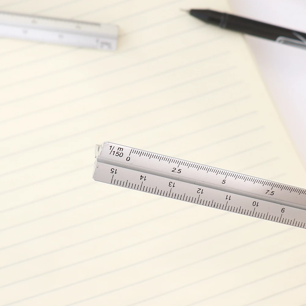 high quality sliver 15cm aluminum triangular scale ruler aluminum 1:20 - 1:600 alloy metal scale regua desenho