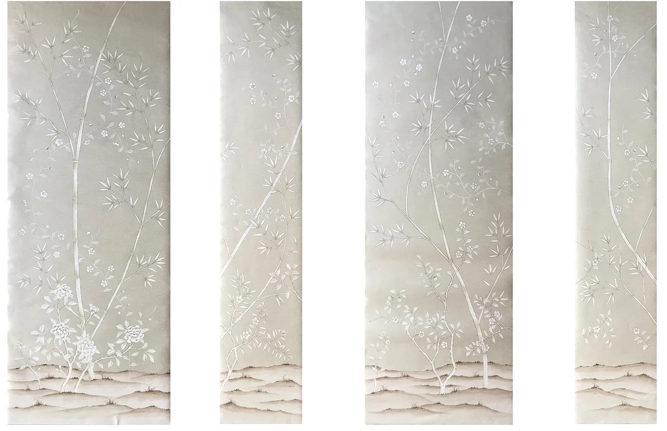 خلفيات مصنوعة يدويًا مخصصة مرسومة يدويًا على شكل زهرة/خيزران لغرفة النوم/العيش/الدراسة/غرفة الطعام/الشرفة/الأريكة/جدار التلفزيون Papel Pintado #6