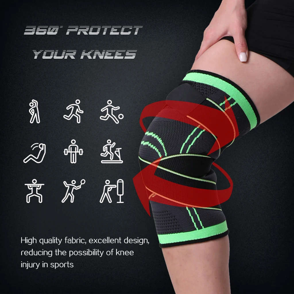 WOSWEIR 1PC Sports Kneepad Men Pressurized Elastic Knee Pads Support Fitness Gear Basketball Volleyball Brace Protector