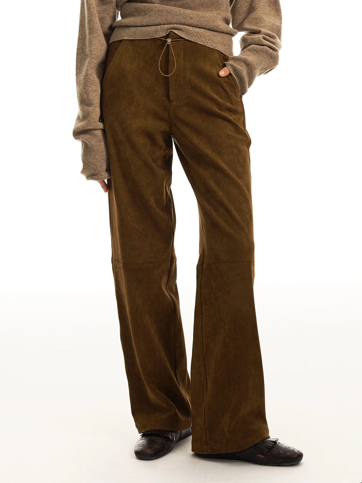 

Женские повседневные брюки Sontag из полиэстера с эффектом матовой замши, эластичным поясом и прямым кроем