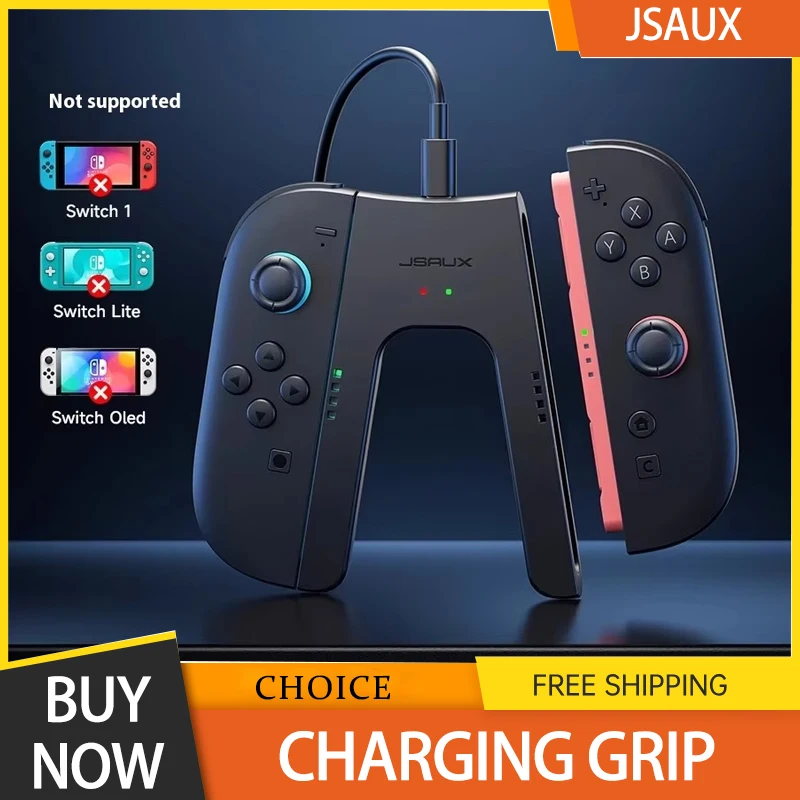 Controlador Jsaux, agarre de carga dividido, Compatible con Switch 2, Joycon, succión magnética, mando ergonómico, accesorio indicador Led