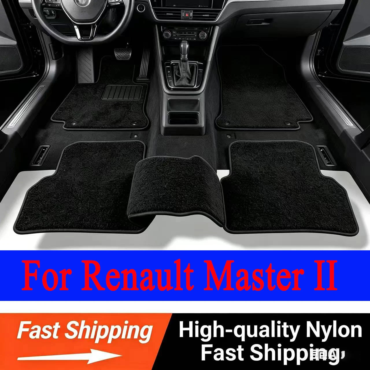 Alfombrillas delanteras de terciopelo para Renault Master II Delivery (2003-2010) -Negro