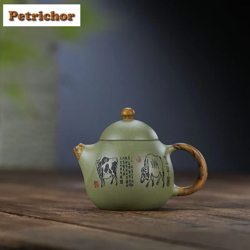

220ml Luxury Yixing Purple Clay Teapots Artists Handmade Dragon Egg Pot Raw Ore Bean Green Mud Kettle Zisha Tea Set Craft Gift