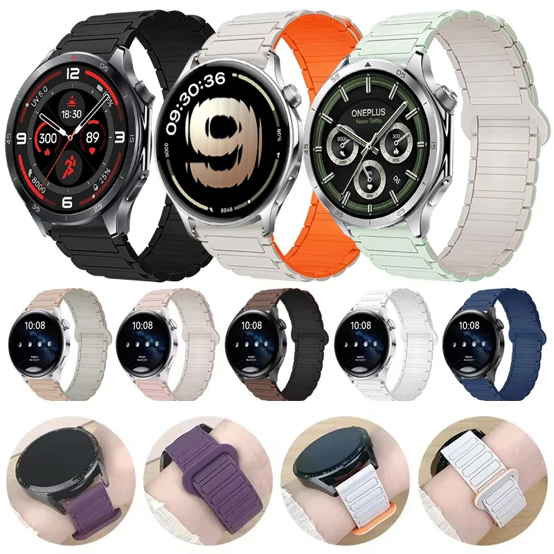 Sport Magnetic Strap For OPPO Watch S/OPPO Watch X X2 4Pro 22mm Silicone Band For OnePlus Watch 3/2 2R Soft Bracelet Accessories