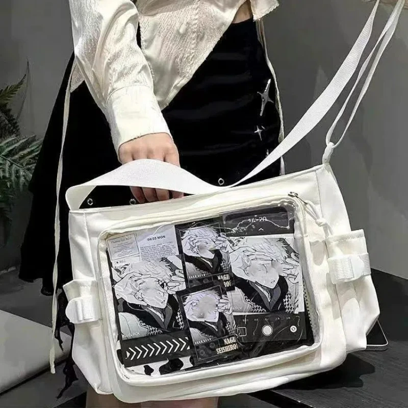 الحرم الجامعي تنوعا بسيط بلون الكتف Crossbody حقيبة ساعي البريد للفتيات Ulzzang Diy Ita حقيبة JK موحدة Y2K دمى حقيبة