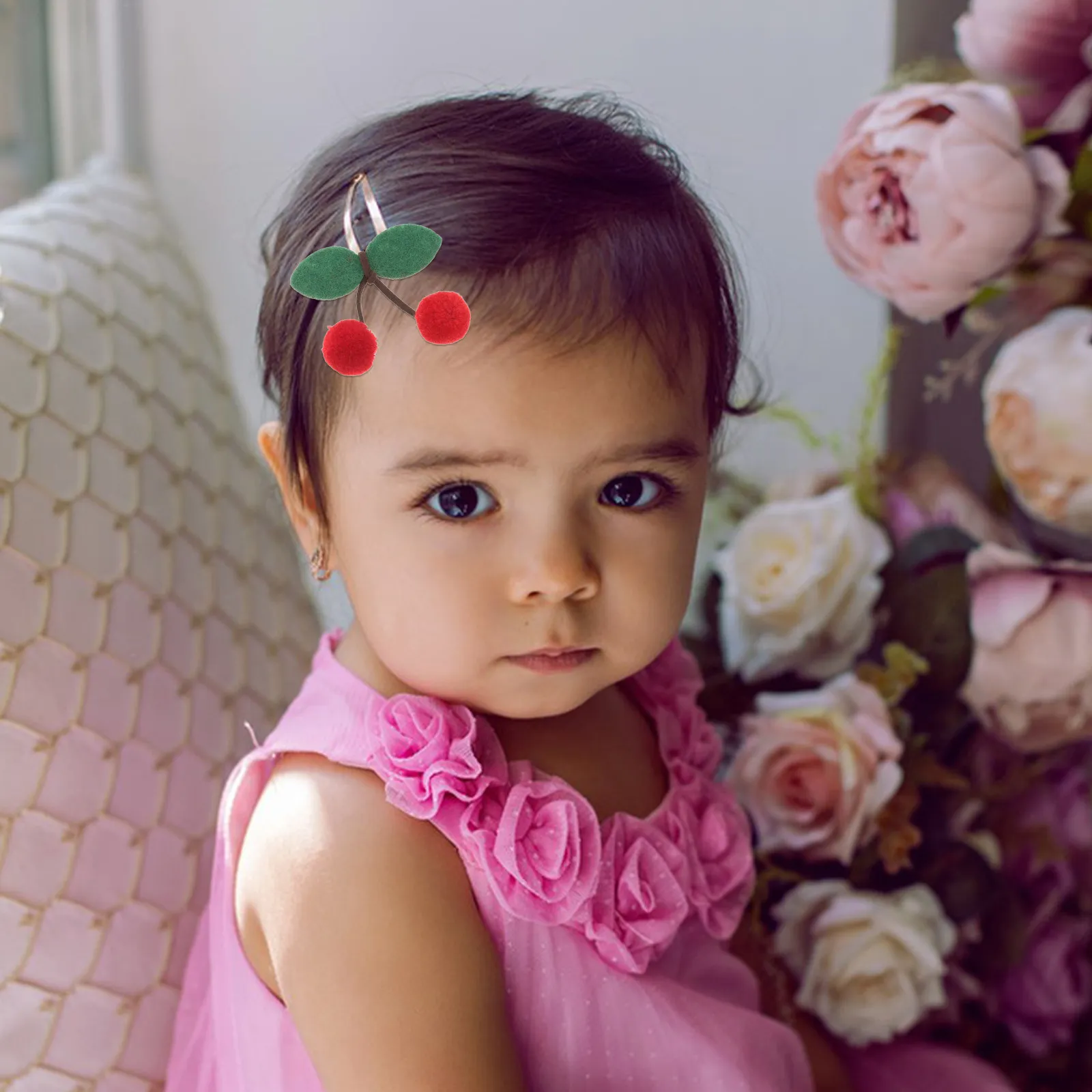 

Набор из 10 заколок для волос с вишневыми помпонами, вышитые заколки-фрукты, милые аксессуары для волос для детей, для создания разнообразных образов