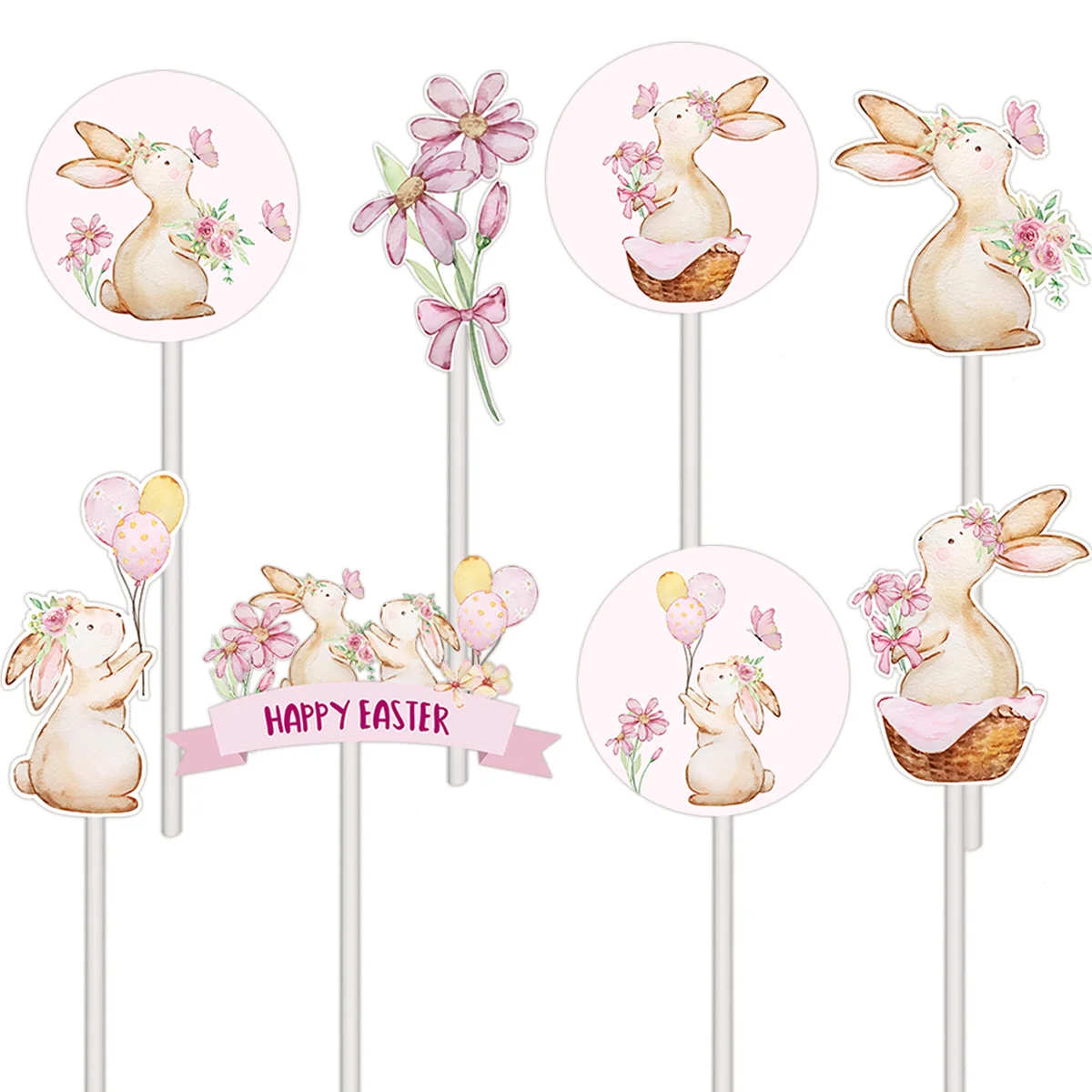16Pcs Ostern Kaninchen Cupcake Topper Karton DIY Papier Topper Für Frohe Ostern Party Kuchen Dekoration Kinder DIY Geschenke Versorgung