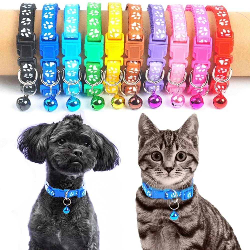 Collare per animali domestici con impronta Collare per cani con campana Collana per animali domestici Collare regolabile riflettente per cuccioli