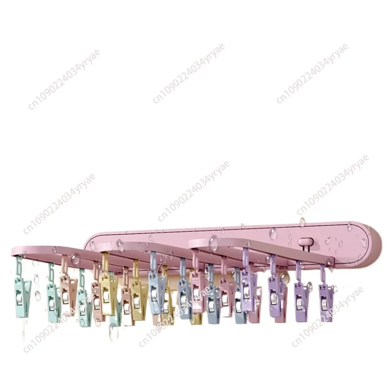 

Bathroom Foldable Socks Rack Socks Underwear Organizer 24 Clips Towel Holder Wall Mounted Shower Bars Balcony Drying Socks Bra