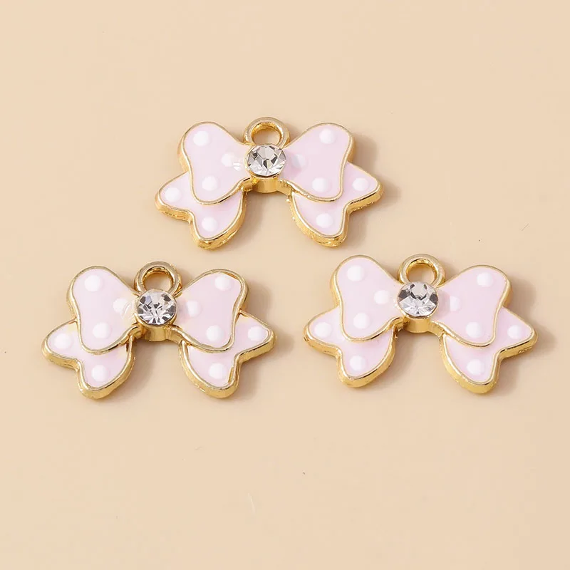 Leslie 10pcs Cute Bowtie Dot Bowknot Charms for Neckalce Bracelets Earrings Pendants DIY Jewelry Making Accessories