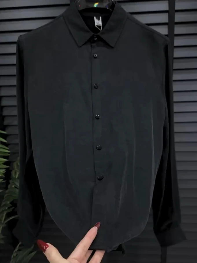

Мужская модная повседневная рубашка с длинным рукавом, весна-осень, новая модель с отложным воротником, деловой стиль, универсальная, удобная, стандартный крой, китайский стиль