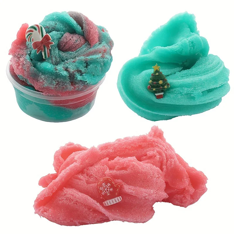 Slime Fluffy Set for Kid Christmas Thousand Silk Mud Silk Mud Brushed Mud DIY Stress Relief Toy Charms Plasticine Play Dough