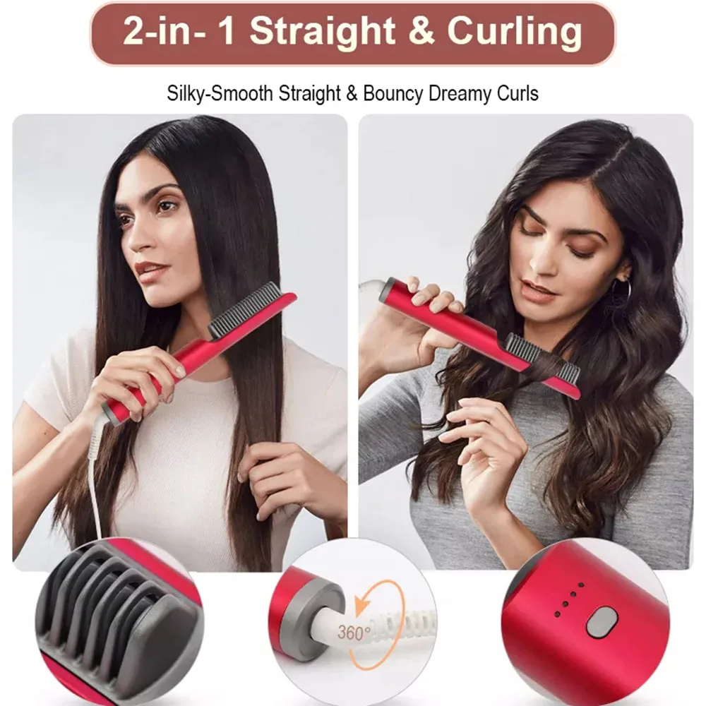 แปรงผมไฟฟ้าอัจฉริยะปิดป้องกัน Straightener Anti-Scald หวีแบบพกพาสำหรับสตรีที่มี4อุณหภูมิ20S ความร้อนได้อย่างรวดเร็ว