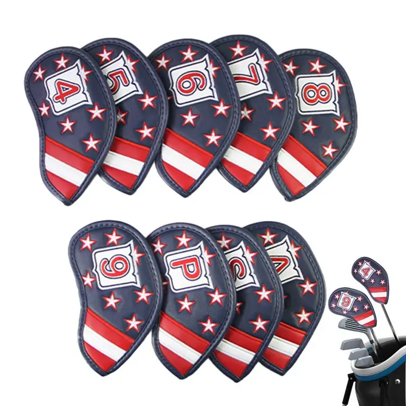 1/3/5/UT Golf Wood Club Protective Covers Club Head Cover USA Flag Golf Iron Headcover L / Square/ Half Round Golf Putter Cover