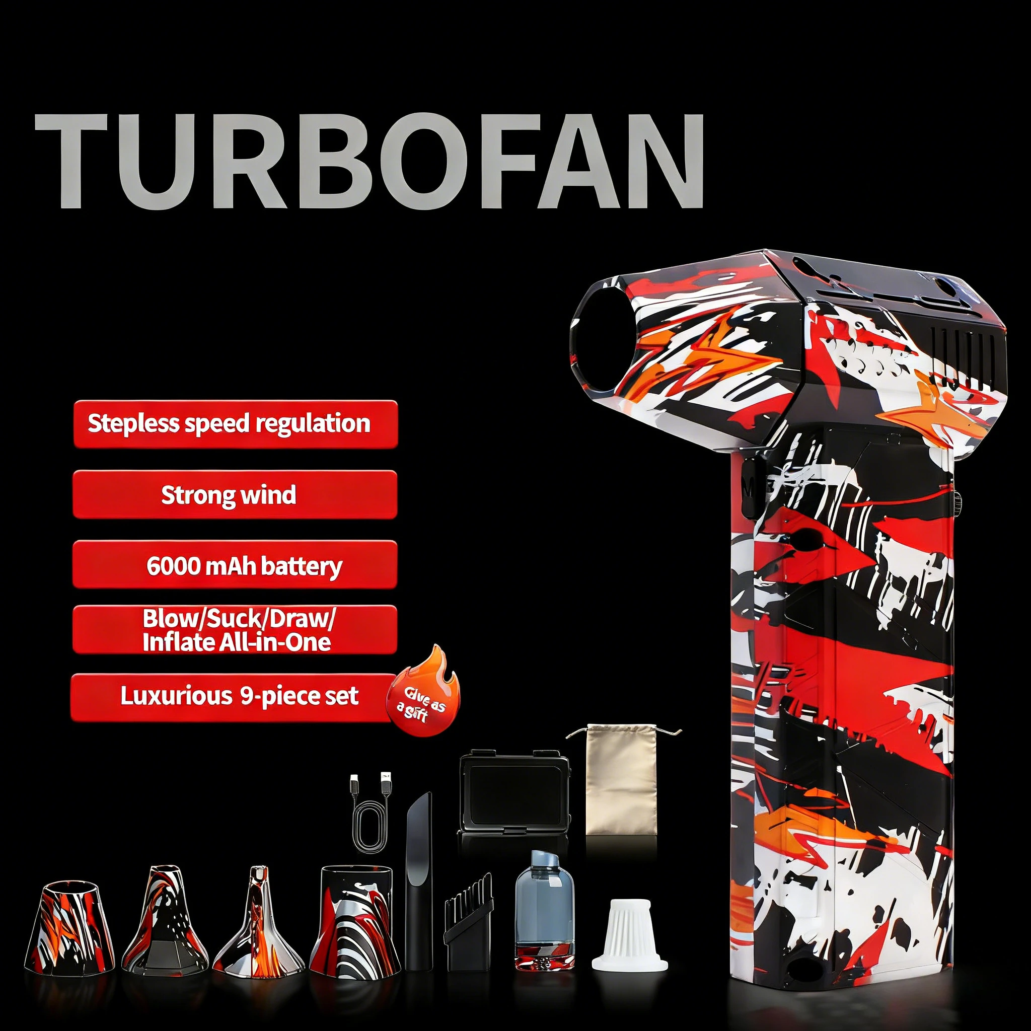 

Мощный вентилятор-пылесос Violent Fan 350000 об/мин, заряжаемый, с сильным потоком воздуха 58 м/с, бесщеточный турбовентилятор для сухой уборки