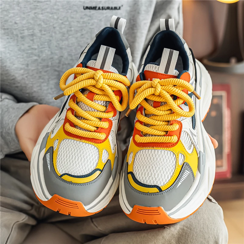 

Unisex Chunky Casual Sneakers Height Increasing Non-slip Colorful Mesh Walking Shoes for Outdoor