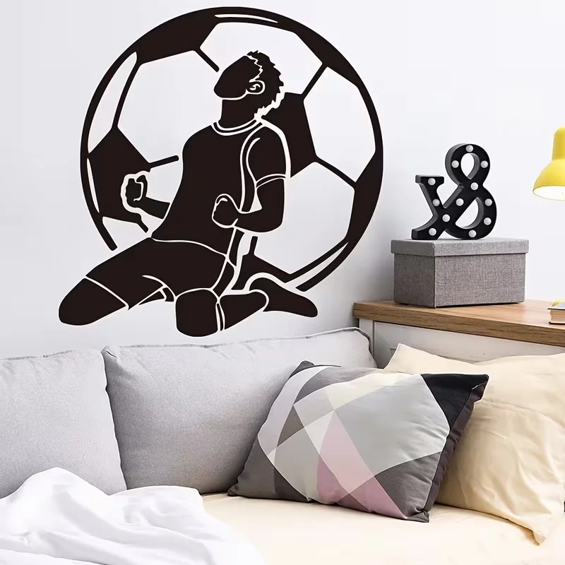 Football Players Celebrate with Silhouette Wall Stickers, Men'S Bedroom And Study Decoration Stickers, Teenager Rooms, Sports-Th
