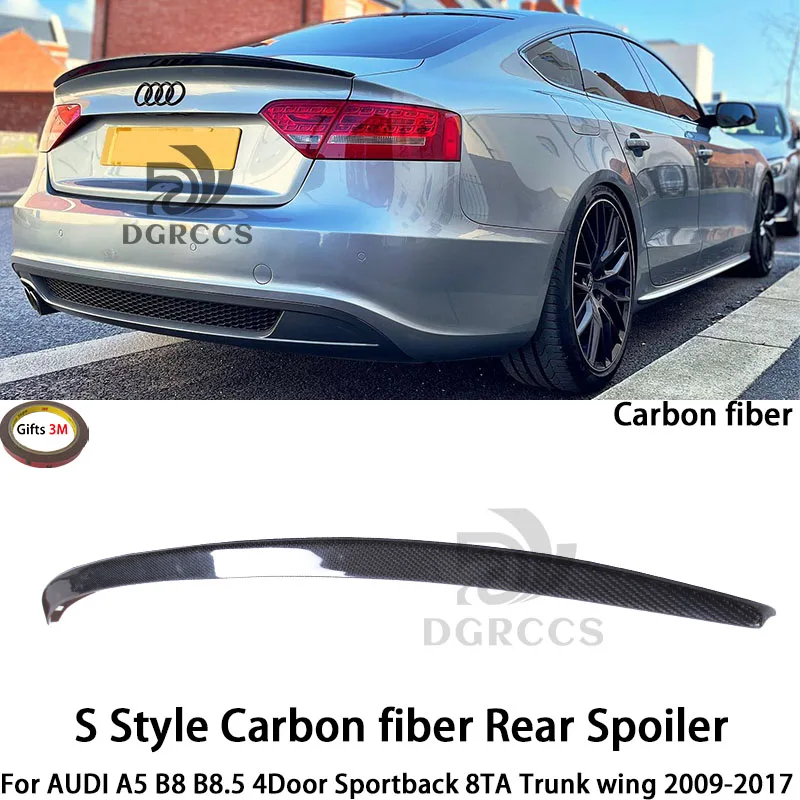 

For AUDI A5 B8 B8.5 4Door Sportback 8TA S Style Carbon fiber Rear Spoiler Trunk wing 2009-2017 Carbon fiber Glossy black(NO S5)