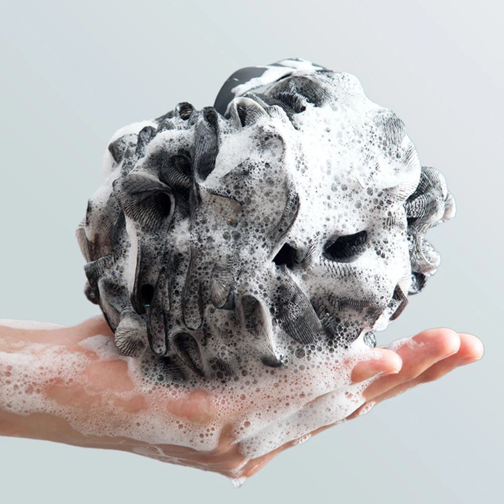 

3pcs Bamboo Charcoal Fiber Ball Soft Exfoliating Cleaning Bath Puff Bubble Making Net Pe Bath Sponge Comfortable Friction