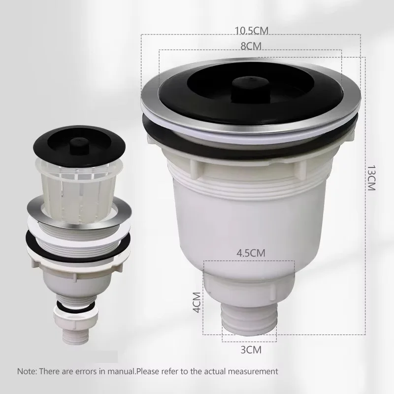 Universal Plastic Sink Drain Assembly With Filter Basket Anti‑Clog Waste Drain Fitting For Ceramic Bowl Kitchen Shampoo Basin