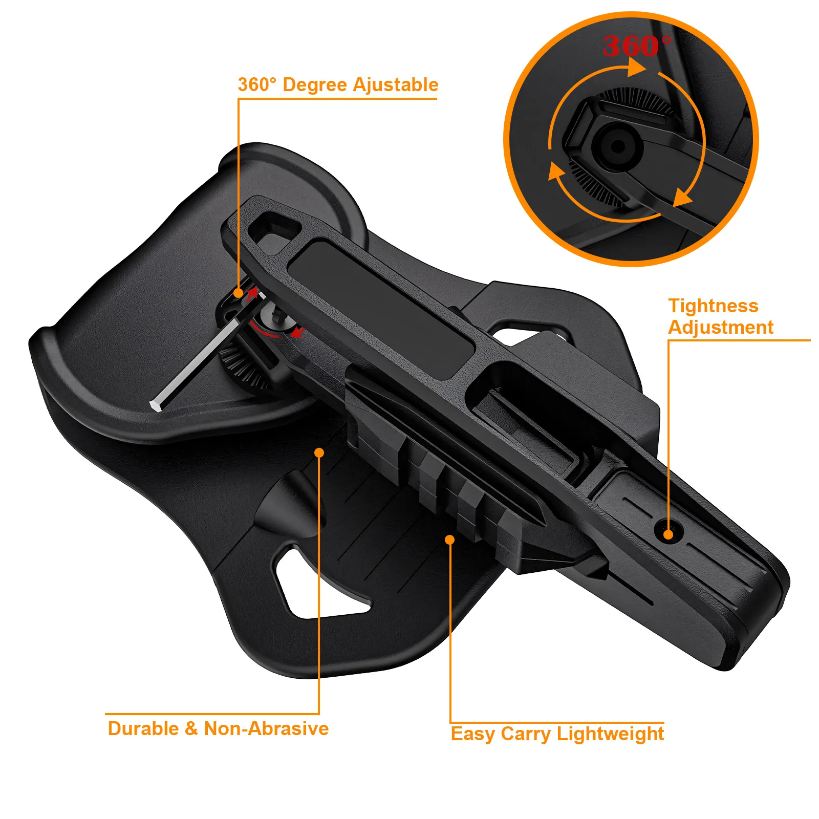 حافظة السكك الحديدية التكتيكية سهلة التركيب، حزام الحافظة المثبت على السكك الحديدية، مع حزام خصر خارجي قابل للتعديل، خفيف الوزن