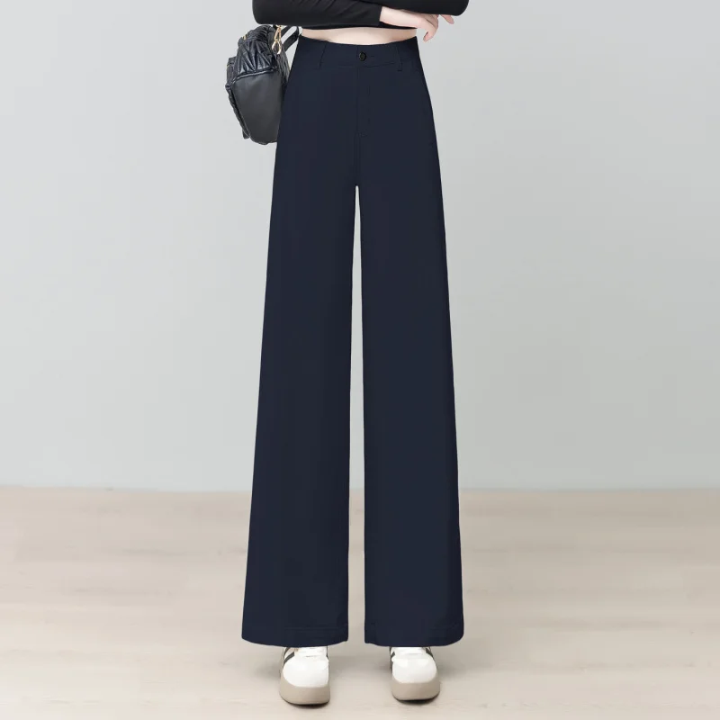 

High-End Narrow Wide-Leg Pants for Women, Autumn New Commuter Loose Korean Style Draped Straight Casual Jeans