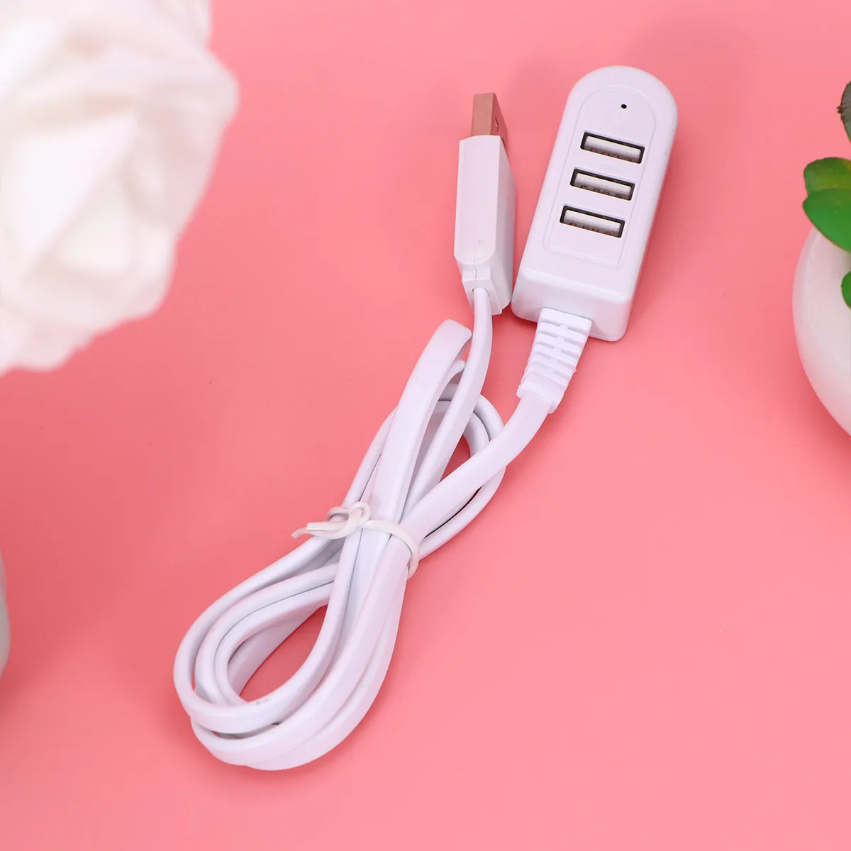 

3USB Multi-Function Hub Multi-Port Hub 3A Charger Extension Line 1.2m White Long Desktop Short Notebook High-Speed Stable