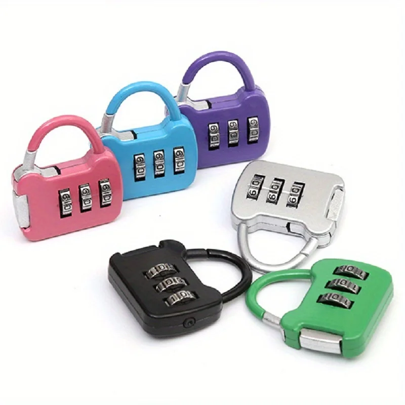 4pcs Color Mini Password Lock Padlock Trolley Case Student Dormitory Cabinet Backpack Zipper Lock 4Pcs